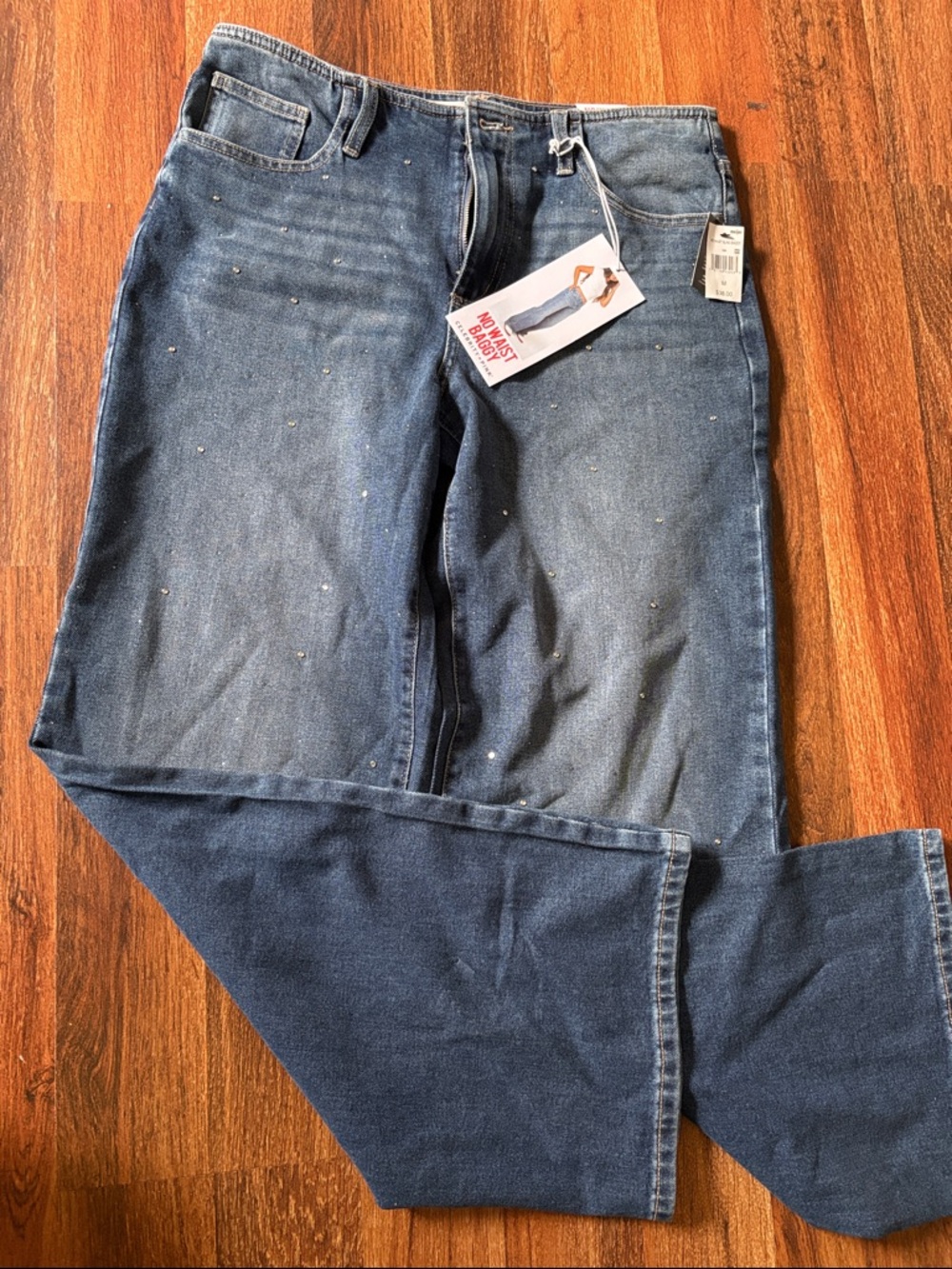 Celebrity Pink Dark Blue Wide Leg Jeans with Subtle Speckle